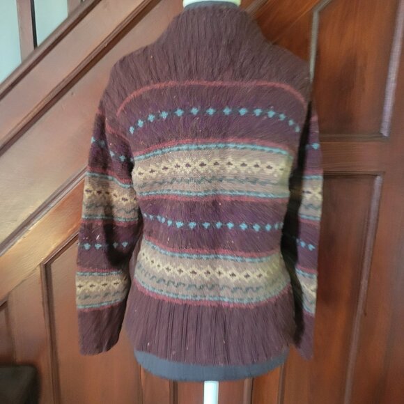 Willi Smith Collection Womens Wool Zip-Up Cardigan Sweater - S - Maroon & Multic - Picture 3 of 5